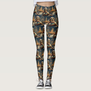 Bernedoodle Dog Roller Coaster Christmas  Leggings