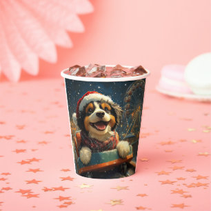 Bernedoodle Dog Roller Coaster Christmas  Paper Cups