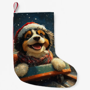 Bernedoodle Dog Roller Coaster Christmas  Small Christmas Stocking
