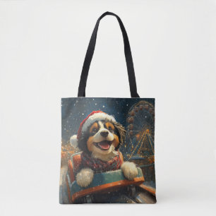 Bernedoodle Dog Roller Coaster Christmas  Tote Bag