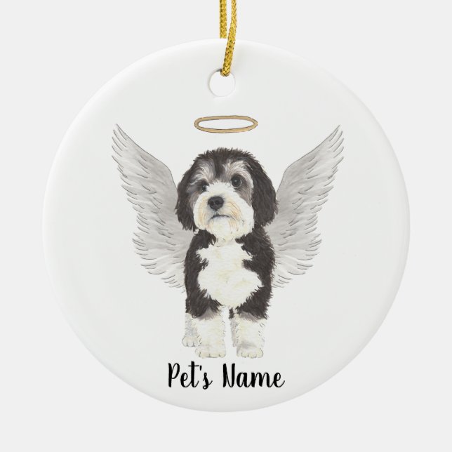 Bernedoodle Dog Sympathy Memorial  Ceramic Ornament (Front)