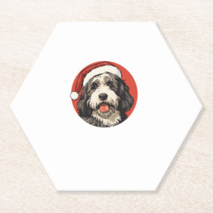 Bernedoodle Dog Xmas Doodle Dood Cute Christmas Be Paper Coaster