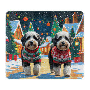 Bernedoodle Dogs Christmas Snow Holiday Cutting Board