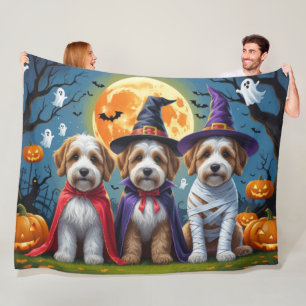 Bernedoodle Dogs Pumpkin Halloween Funny Fleece Blanket