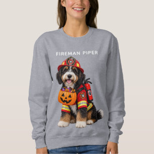 Bernedoodle Firefighter with Pumpkin Sweatshirt