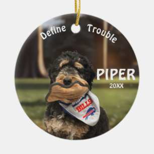 Bernedoodle Football Define Trouble Ornament
