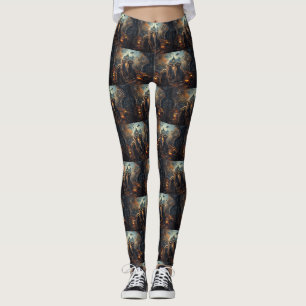 Bernedoodle Halloween Night Doggy Delight  Leggings
