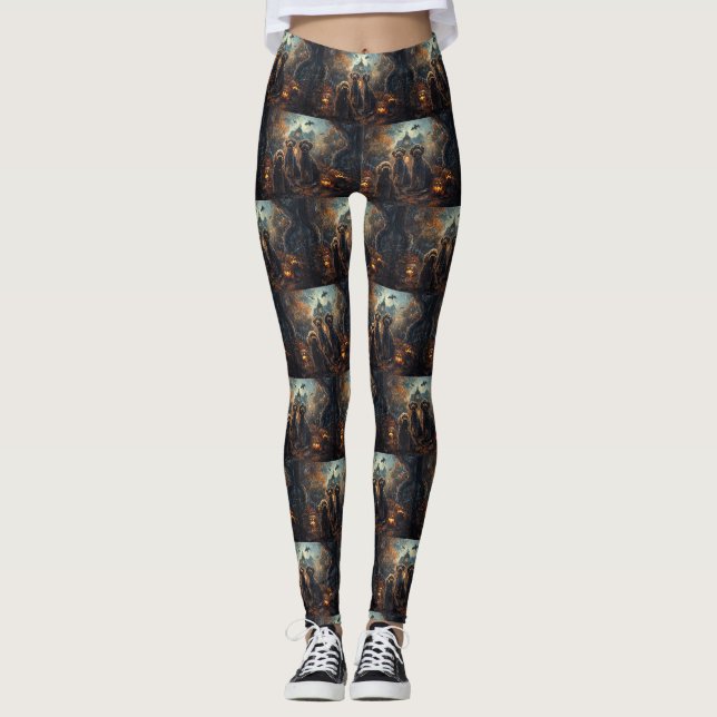 Bernedoodle Halloween Night Doggy Delight  Leggings (Front)