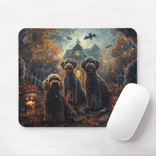 Bernedoodle Halloween Night Doggy Delight  Mouse Pad (With Mouse)
