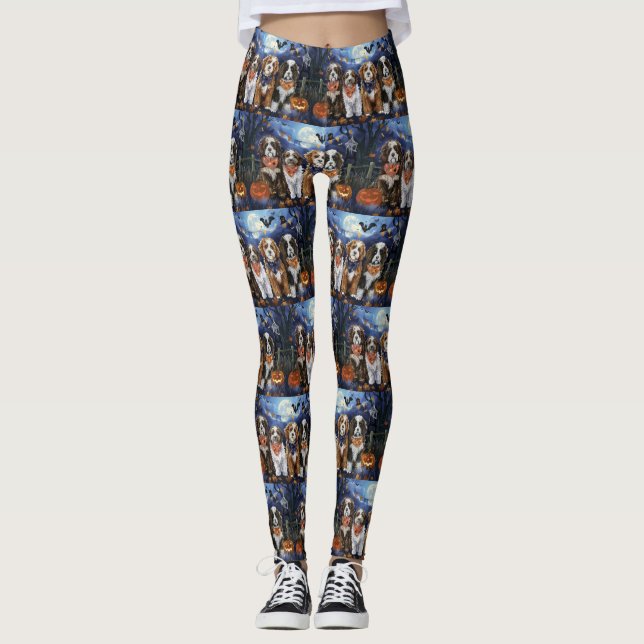 Bernedoodle Halloween Spooky Leggings (Front)