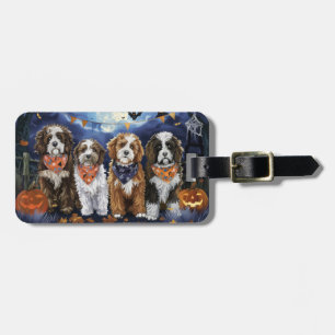 Bernedoodle Halloween Spooky Luggage Tag
