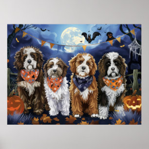 Bernedoodle Halloween Spooky Poster