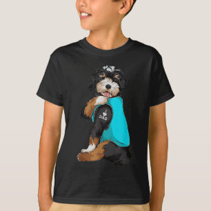 Bernedoodle I Love Dad Tattoo Apparel, Dog Dad Gif T-Shirt