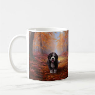 Bernedoodle in Autumn Leaves Fall Inspire  Coffee Mug