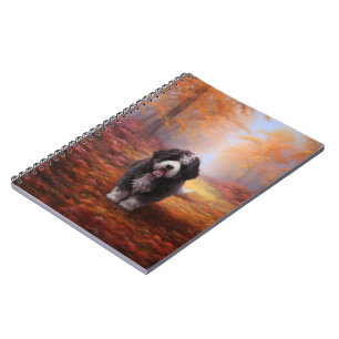 Bernedoodle in Autumn Leaves Fall Inspire  Notebook