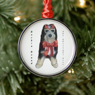 Bernedoodle in Christmas Costume Metal Ornament