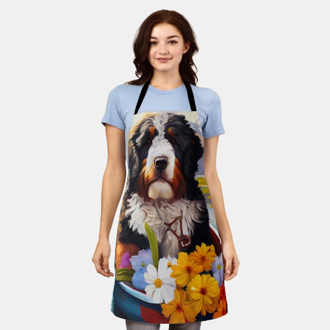 Bernedoodle on a Paddle: A Scenic Adventure Apron (Worn)