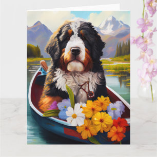 Bernedoodle on a Paddle: A Scenic Adventure Card