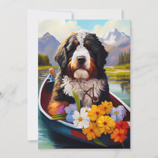 Bernedoodle on a Paddle: A Scenic Adventure Playin Invitation (Front)