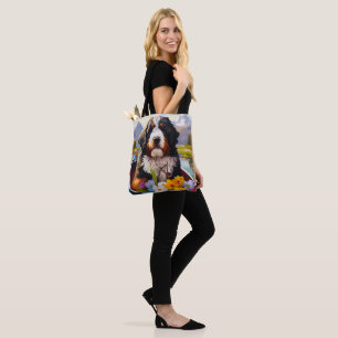 Bernedoodle on a Paddle: A Scenic Adventure Tote Bag