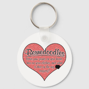Bernedoodle Paw Prints Dog Humour Keychain