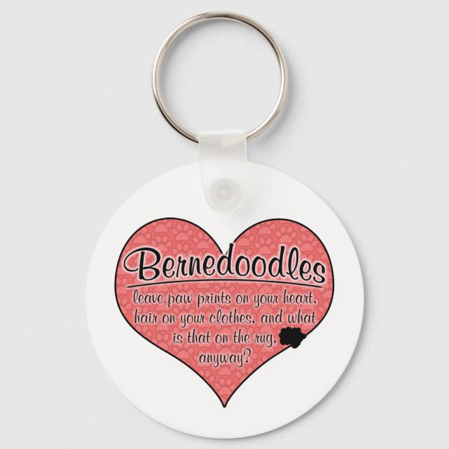 Bernedoodle Paw Prints Dog Humour Keychain (Front)