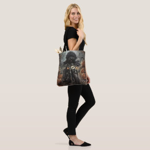 Bernedoodle Riding Motorcycle Halloween Scary Tote Bag