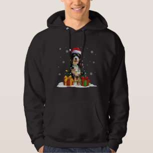 Bernedoodle Santa Christmas Tree Lights Xmas Pajam Hoodie