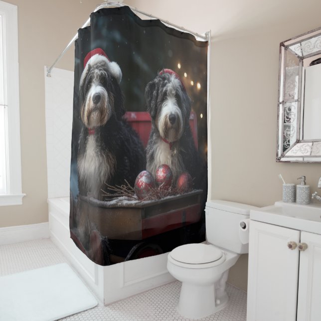 Bernedoodle Snowy Sleigh Christmas Decor   (In Situ)