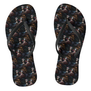 Bernedoodle Snowy Sleigh Christmas Decor   Flip Flops