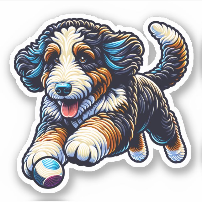 Bernedoodle Vinyl Dog Sticker (Front)