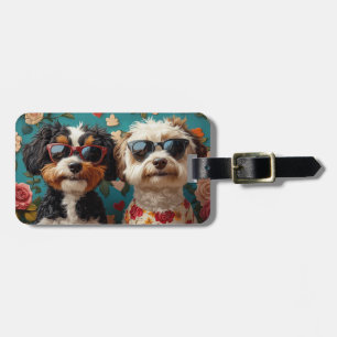 Bernedoodle With Heart Roses Valentine's Day  Luggage Tag