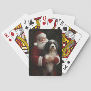 Bernedoodle with Santa Claus Festive Christmas  Playing Cards