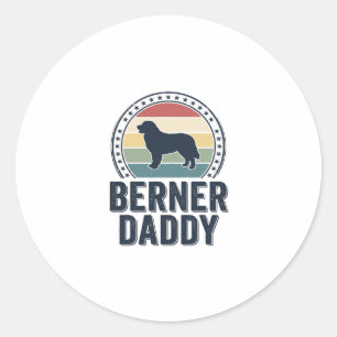 Berner Daddy Vintage Dog Dad Vector Shirt Design_1 Classic Round Sticker
