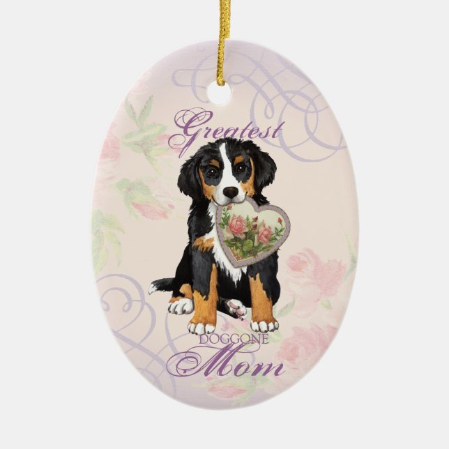 Berner Heart Mom Ceramic Ornament (Front)