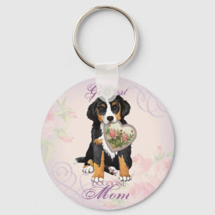 Berner Heart Mom Keychain