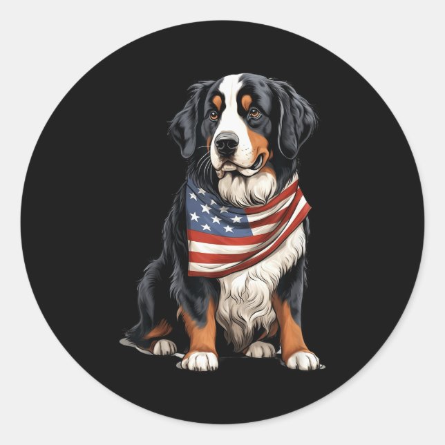 Berner Us Flag Bernese Mountain Dog Owner Mom Dad  Classic Round Sticker (Front)
