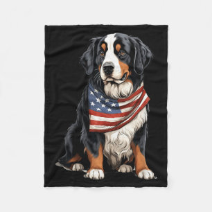 Berner Us Flag Bernese Mountain Dog Owner Mom Dad Fleece Blanket