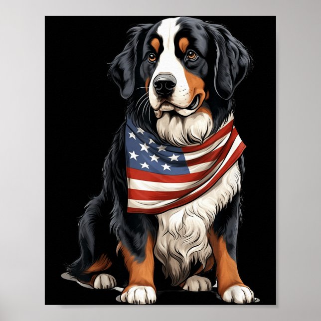 Berner Us Flag Bernese Mountain Dog Owner Mom Dad  Poster (Front)
