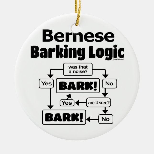Bernese Barking Logic Ceramic Ornament (Front)