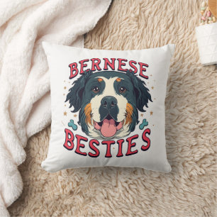 Bernese Besties - Friendship with Bernese Mountain Throw Pillow