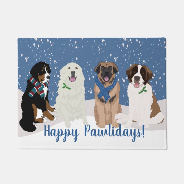 Bernese Leonberger Pyrenees St Bernard Christmas  Doormat (Front)