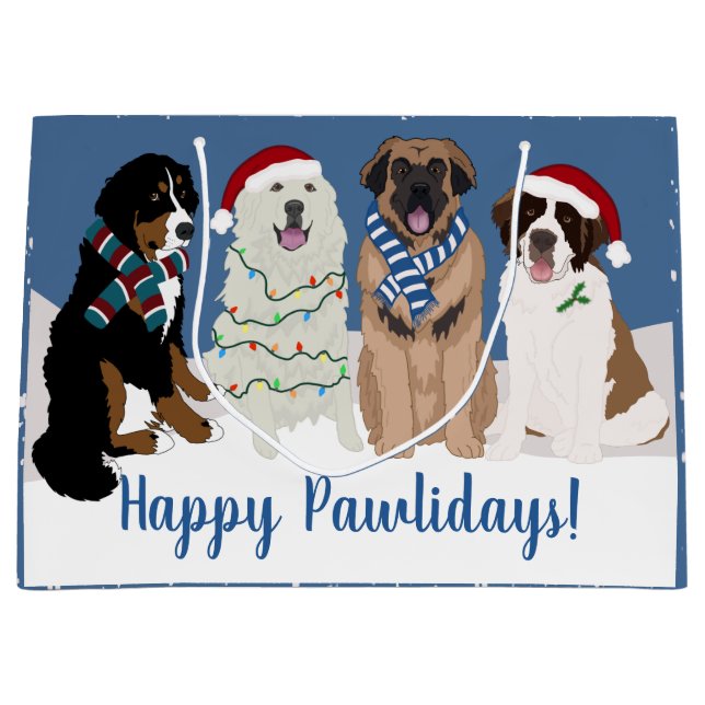 Bernese Leonberger Pyrenees St Bernard Christmas  Large Gift Bag (Front)