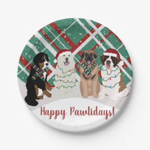 Bernese Leonberger Pyrenees St Bernard Christmas Paper Plate