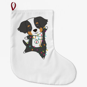 Bernese Merry Christmas Happy Christmas Dogs Large Christmas Stocking