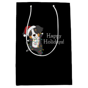 Bernese Merry Christmas Happy Christmas Dogs Medium Gift Bag