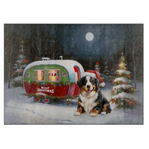 Bernese Mountain Caravan Christmas Adventure Cutting Board