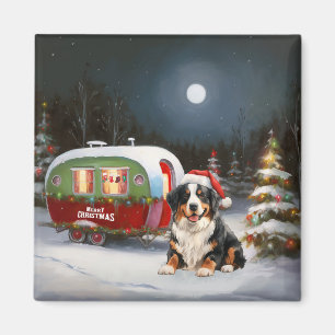 Bernese Mountain Caravan Christmas Adventure Magnet