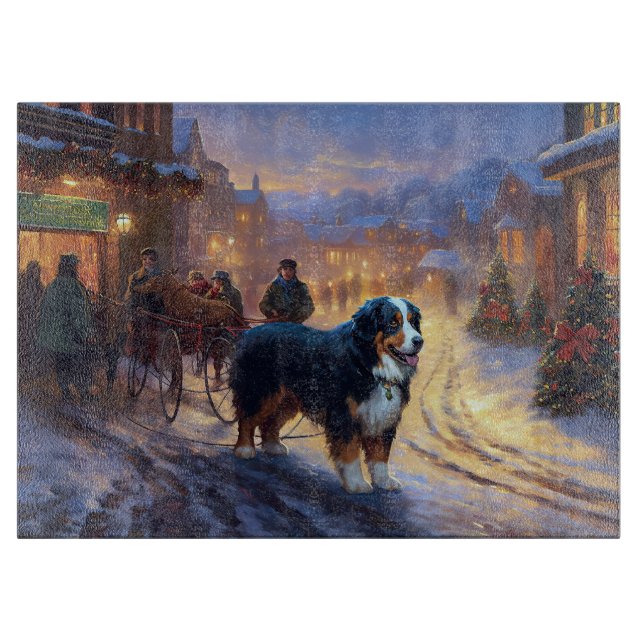 Bernese Mountain Christmas Festive Season Cutting Board (Front)