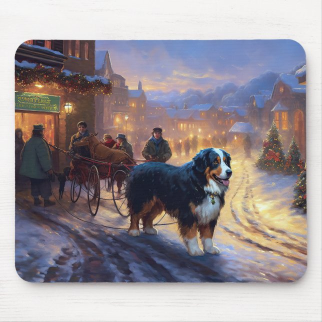 Bernese Mountain Christmas Festive Season Mouse Pad (Front)